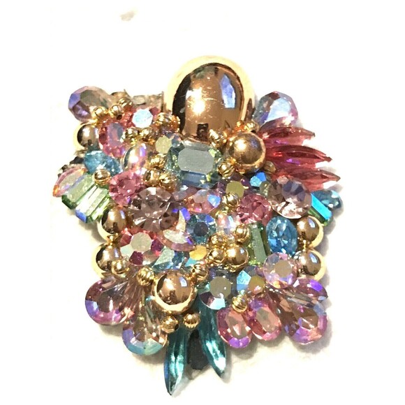 RARE Vintage Jewelry Set Bracelet Earrings Pin Fruit Salad Crystals 4T - Picture 7 of 9